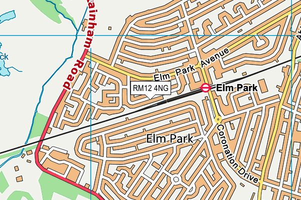 RM12 4NG map - OS VectorMap District (Ordnance Survey)