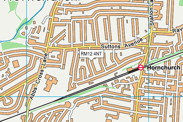 RM12 4NT map - OS VectorMap District (Ordnance Survey)