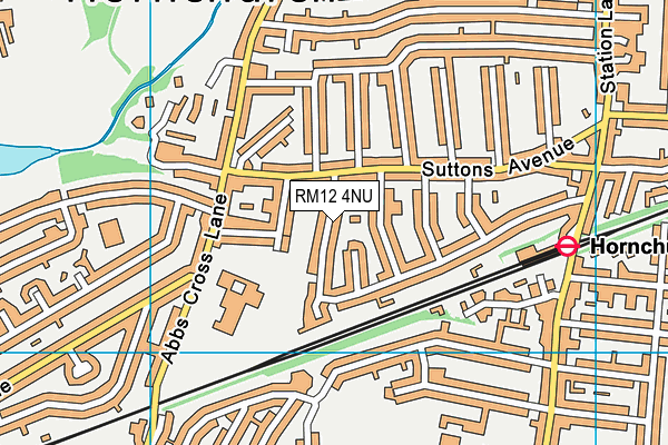 RM12 4NU map - OS VectorMap District (Ordnance Survey)