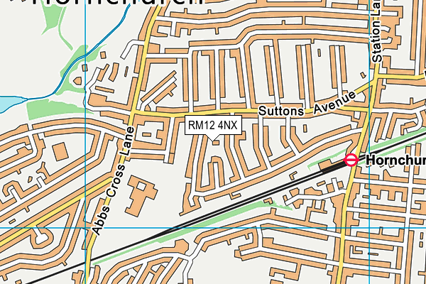 RM12 4NX map - OS VectorMap District (Ordnance Survey)