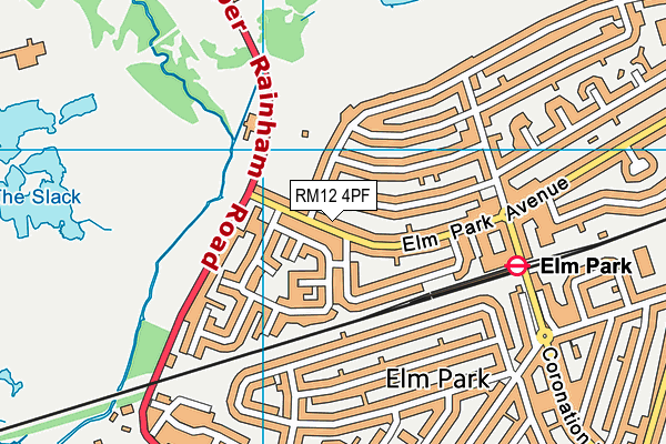 RM12 4PF map - OS VectorMap District (Ordnance Survey)