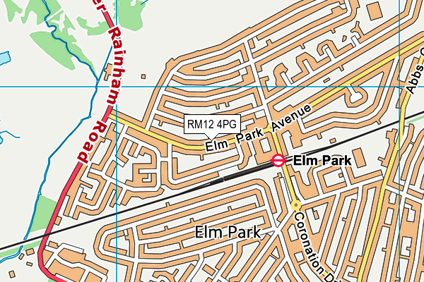 RM12 4PG map - OS VectorMap District (Ordnance Survey)