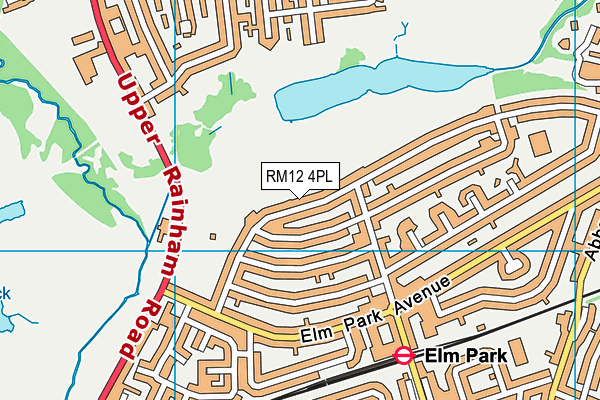 RM12 4PL map - OS VectorMap District (Ordnance Survey)