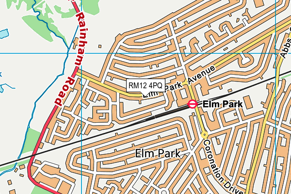 RM12 4PQ map - OS VectorMap District (Ordnance Survey)
