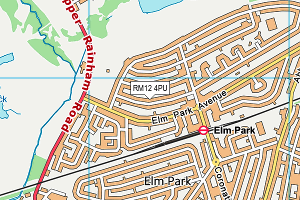 RM12 4PU map - OS VectorMap District (Ordnance Survey)