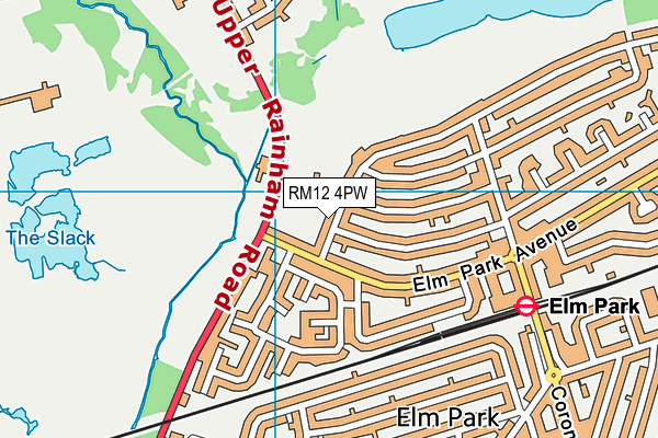 RM12 4PW map - OS VectorMap District (Ordnance Survey)