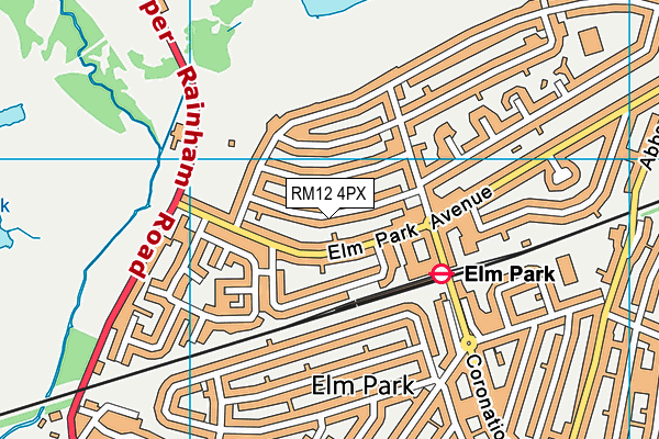 RM12 4PX map - OS VectorMap District (Ordnance Survey)