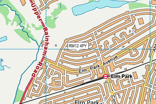 RM12 4PY map - OS VectorMap District (Ordnance Survey)