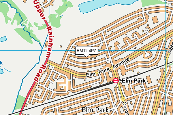 RM12 4PZ map - OS VectorMap District (Ordnance Survey)