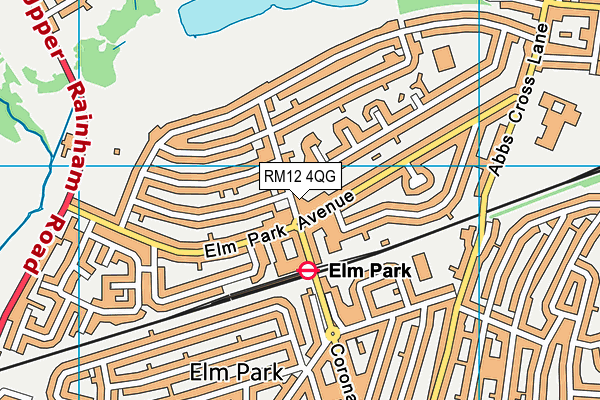 RM12 4QG map - OS VectorMap District (Ordnance Survey)