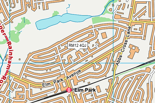 RM12 4QJ map - OS VectorMap District (Ordnance Survey)