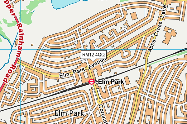 RM12 4QQ map - OS VectorMap District (Ordnance Survey)