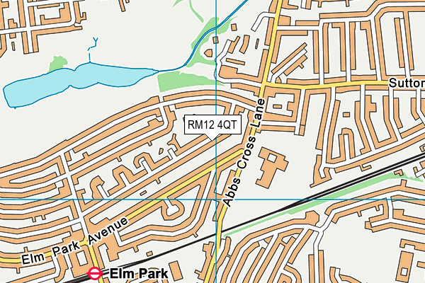 RM12 4QT map - OS VectorMap District (Ordnance Survey)