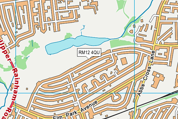 RM12 4QU map - OS VectorMap District (Ordnance Survey)