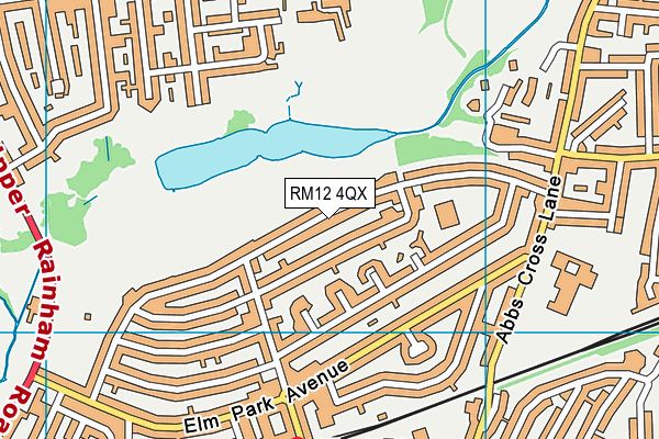 RM12 4QX map - OS VectorMap District (Ordnance Survey)