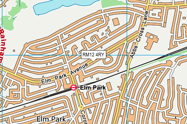 RM12 4RY map - OS VectorMap District (Ordnance Survey)