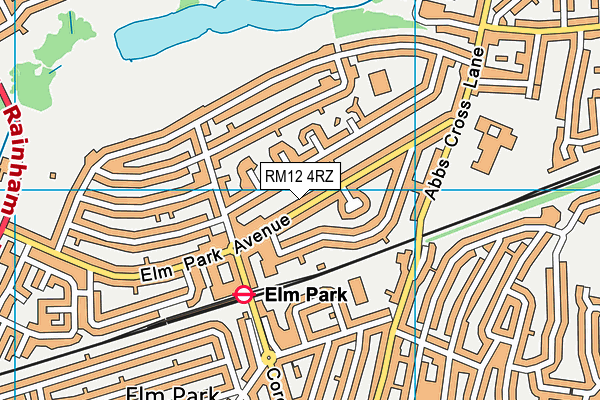 RM12 4RZ map - OS VectorMap District (Ordnance Survey)