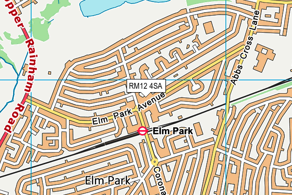 RM12 4SA map - OS VectorMap District (Ordnance Survey)