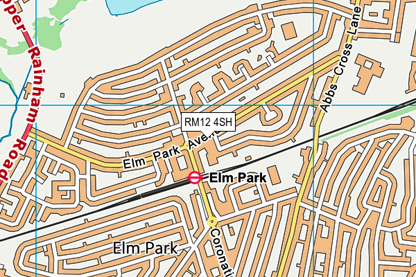 RM12 4SH map - OS VectorMap District (Ordnance Survey)