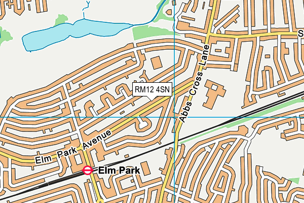 RM12 4SN map - OS VectorMap District (Ordnance Survey)