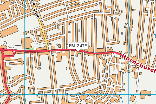 RM12 4TE map - OS VectorMap District (Ordnance Survey)