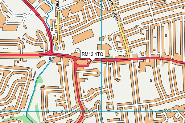 RM12 4TQ map - OS VectorMap District (Ordnance Survey)
