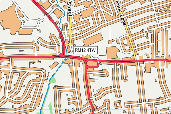 RM12 4TW map - OS VectorMap District (Ordnance Survey)
