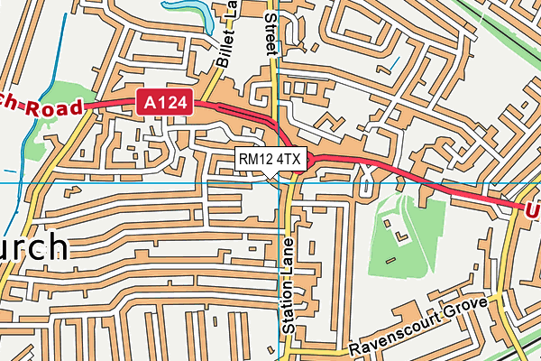 RM12 4TX map - OS VectorMap District (Ordnance Survey)