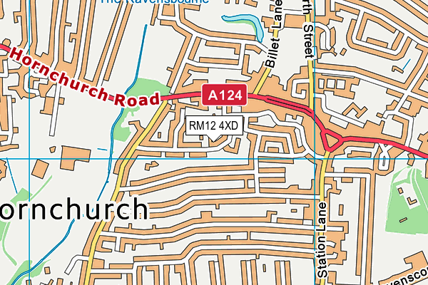 RM12 4XD map - OS VectorMap District (Ordnance Survey)