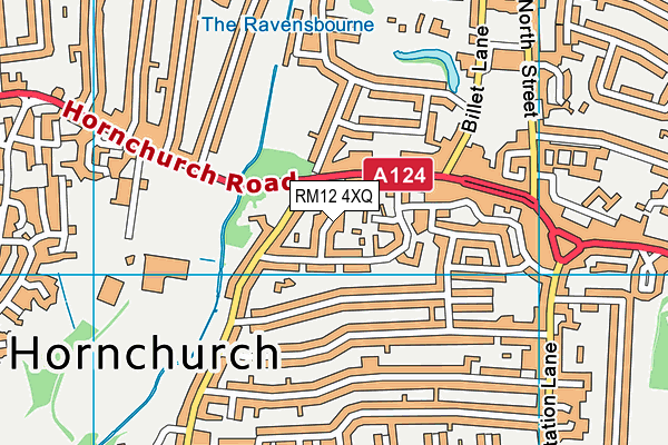 RM12 4XQ map - OS VectorMap District (Ordnance Survey)