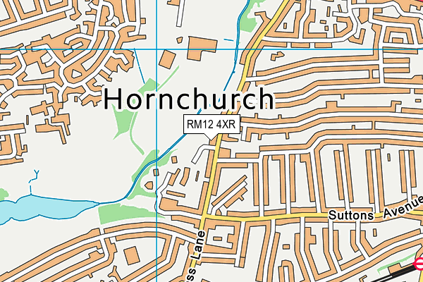 RM12 4XR map - OS VectorMap District (Ordnance Survey)
