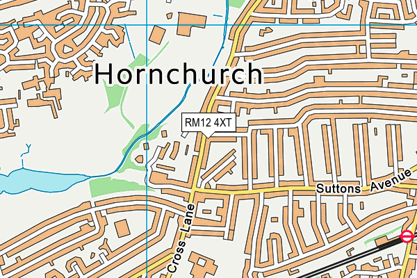 RM12 4XT map - OS VectorMap District (Ordnance Survey)