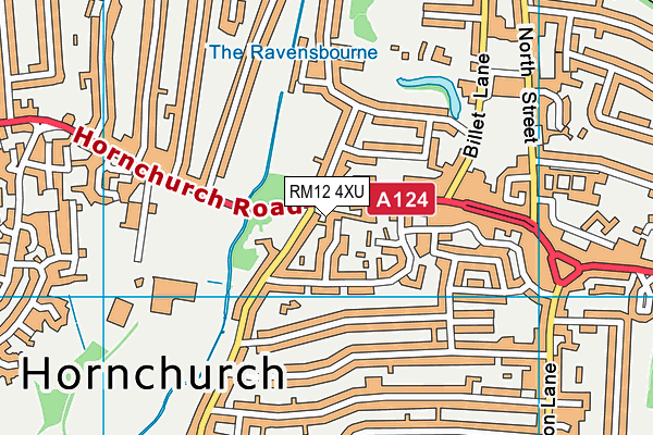 RM12 4XU map - OS VectorMap District (Ordnance Survey)