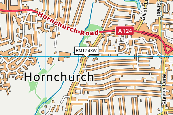 RM12 4XW map - OS VectorMap District (Ordnance Survey)