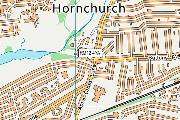 RM12 4YA map - OS VectorMap District (Ordnance Survey)