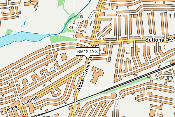 RM12 4YG map - OS VectorMap District (Ordnance Survey)