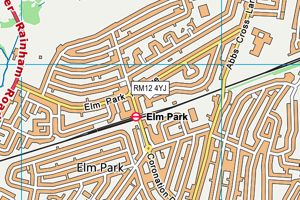 RM12 4YJ map - OS VectorMap District (Ordnance Survey)