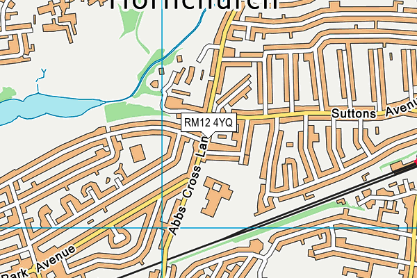 RM12 4YQ map - OS VectorMap District (Ordnance Survey)