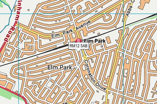 RM12 5AB map - OS VectorMap District (Ordnance Survey)