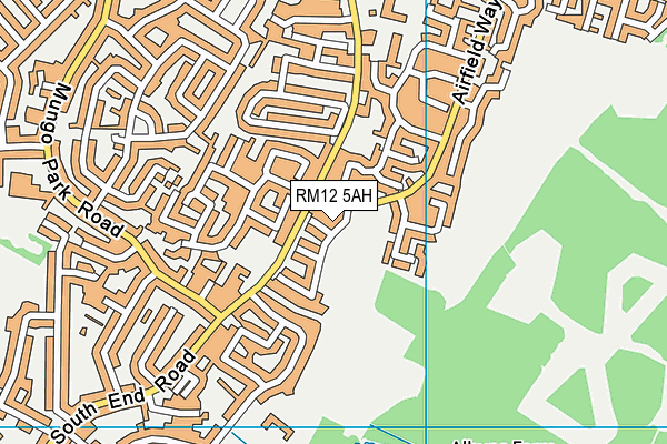RM12 5AH map - OS VectorMap District (Ordnance Survey)