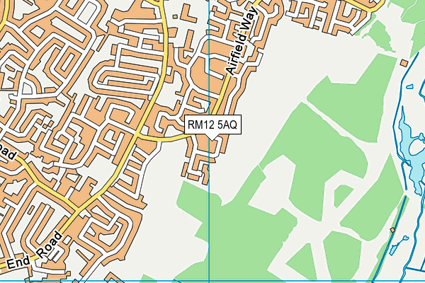 RM12 5AQ map - OS VectorMap District (Ordnance Survey)