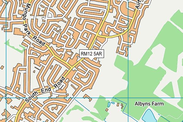 RM12 5AR map - OS VectorMap District (Ordnance Survey)