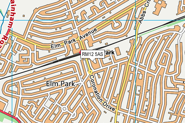 RM12 5AS map - OS VectorMap District (Ordnance Survey)