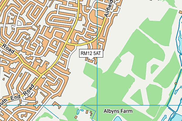 RM12 5AT map - OS VectorMap District (Ordnance Survey)