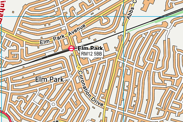 RM12 5BB map - OS VectorMap District (Ordnance Survey)