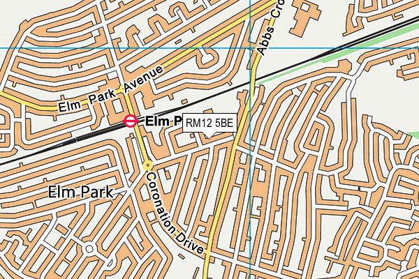 RM12 5BE map - OS VectorMap District (Ordnance Survey)