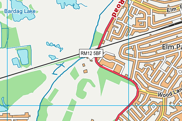 RM12 5BF map - OS VectorMap District (Ordnance Survey)