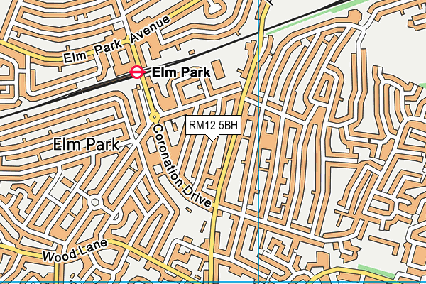 RM12 5BH map - OS VectorMap District (Ordnance Survey)