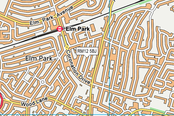 RM12 5BJ map - OS VectorMap District (Ordnance Survey)