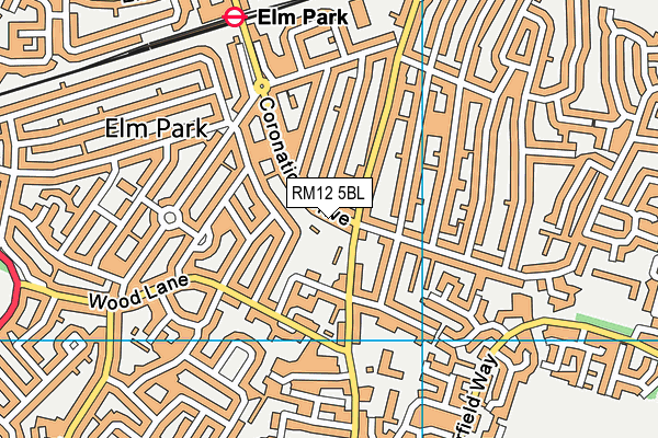 RM12 5BL map - OS VectorMap District (Ordnance Survey)